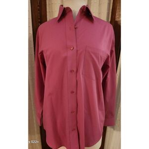 Foxcroft dark pink classic button up casual/dress shirt women's sz 8 long sleeve